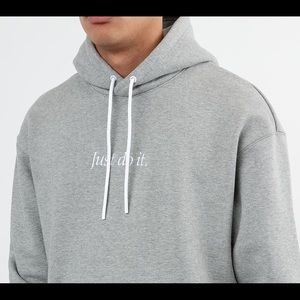 NIKE XL Just Do It Pullover Fleece Heavyweight Hoodie Dark Grey